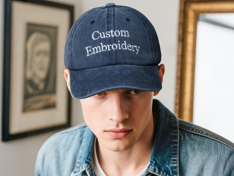 Personalized Text Hat, Custom Logo Embroidered Hat, Retro Baseball Hat, Vintage Style Trucker Hat, Fathers Day Gift, Unisex Baseball Hat.
Analyze listing