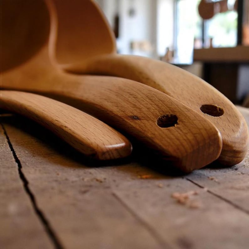 Handcrafted Beech Wood Ladle – Natural Wooden Soup Spoon (3 Sizes)
