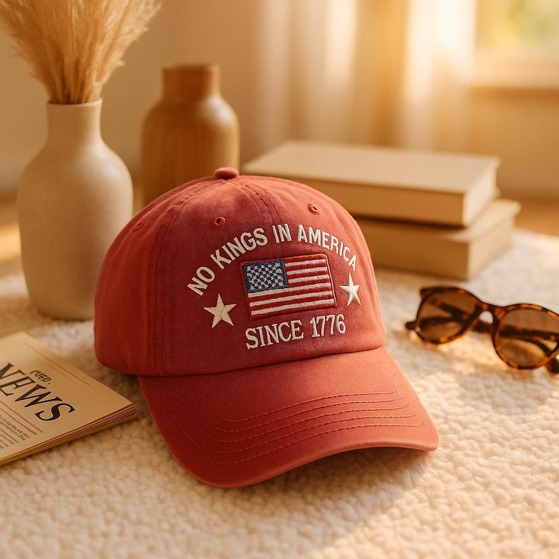 No Kings In America Embroidered Hat: Anti-MAGA Protest Baseball Cap
Analyze listing