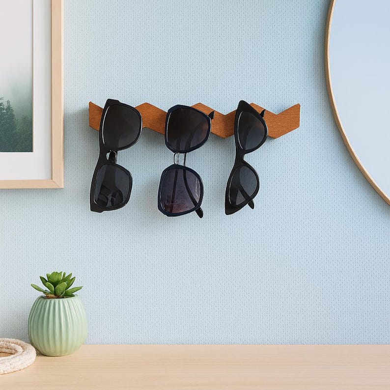 Sunglasses holder wall, Unique sunglasses rack, Wave glasses holder, Minimalist sunglasses display, Eyeglasses storages, Glasses organizer