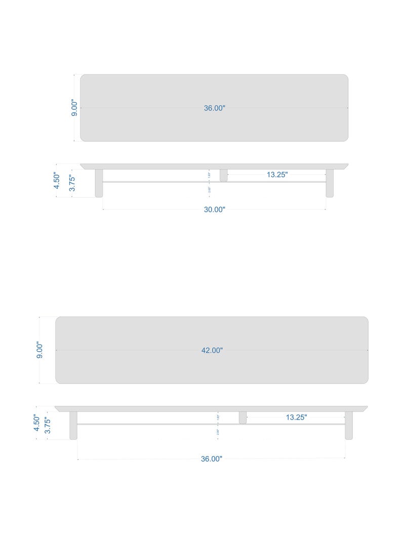 Deskvue 58", 46", 42", 36" DeskShelf | FULL LENGTH Undershelf | Dual Wooden Monitor Stand | Office Desk | Laptop Riser | All Inclusive Price
