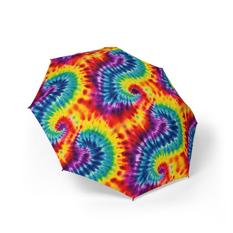 Psychedelic Tie-Dye Umbrella: Rainbow Spiral Design, Windproof