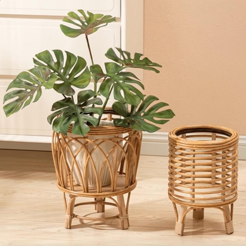 Handwoven Boho Rattan Plant Basket – Eco-Friendly Natural Bamboo Planter & Stand Basket for Plants, Home Decor, Housewarming Gift
Analyze listing