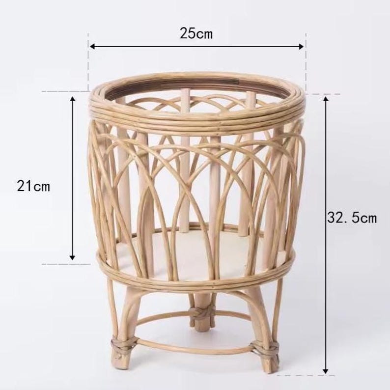 Handwoven Boho Rattan Plant Basket – Eco-Friendly Natural Bamboo Planter & Stand Basket for Plants, Home Decor, Housewarming Gift

