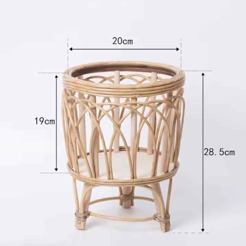 Handwoven Boho Rattan Plant Basket – Eco-Friendly Natural Bamboo Planter & Stand Basket for Plants, Home Decor, Housewarming Gift
