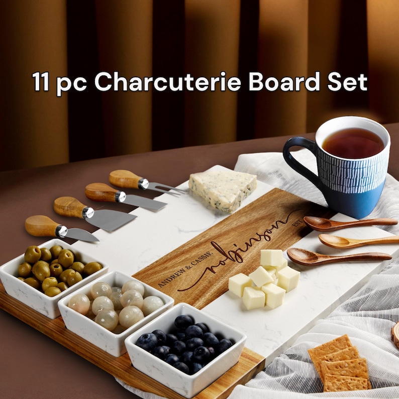 Marble wood charcuterie board, wedding gift, gift for couple, anniversary gift, housewarming gift, engagement gift, bridal shower gift
