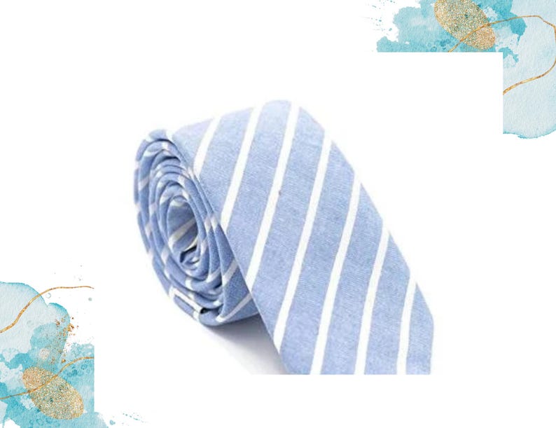 Color Stripe Cotton Necktie (Sky Blue)