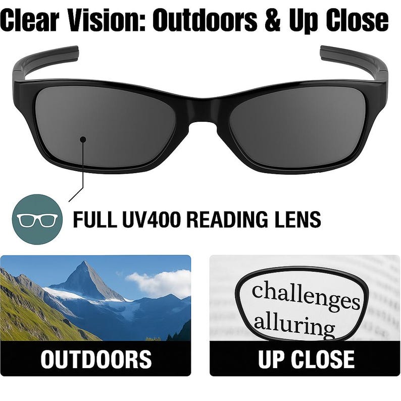 Reading Sunglasses with Full Reader Lens (No Bifocal) - 3 Pair of Lightweight UV400 Sun Readers, Unisex Wrap Frame