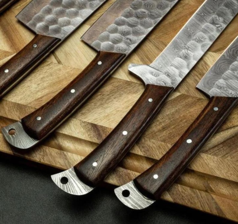 Handmade Damascus Steel Chef Tool Set | Artisan Kitchen Set | Professional Cooking Gift for Home & Restaurant
