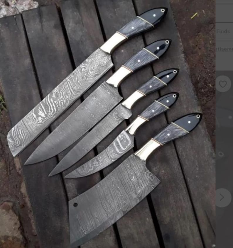 Handmade Damascus Steel Chef Tool Set | Artisan Kitchen Set | Professional Cooking Gift for Home & Restaurant
