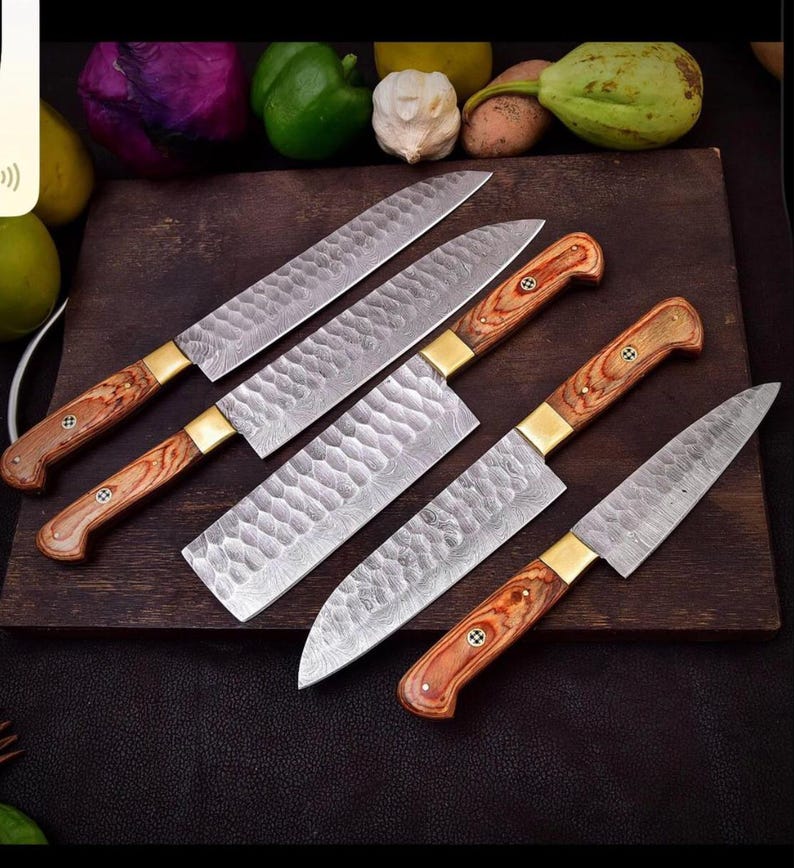 Handmade Damascus Steel Chef Tool Set | Artisan Kitchen Set | Professional Cooking Gift for Home & Restaurant
