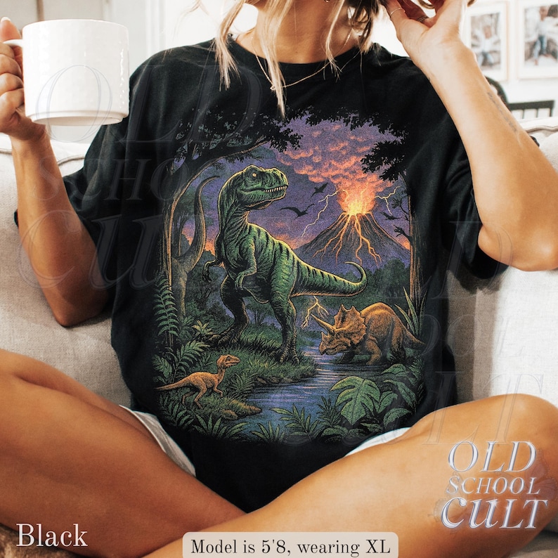 Vintage Jurassic Dinosaur 90s Graphic T-Shirt, Retro T-Rex & Triceratops Shirt, 90s Prehistoric Graphic Tee, Dino Top, Nostalgia Nature Gift