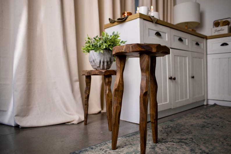 Wood Plant Stand Tripod Stool, Bathtub Side Table, Small End Table