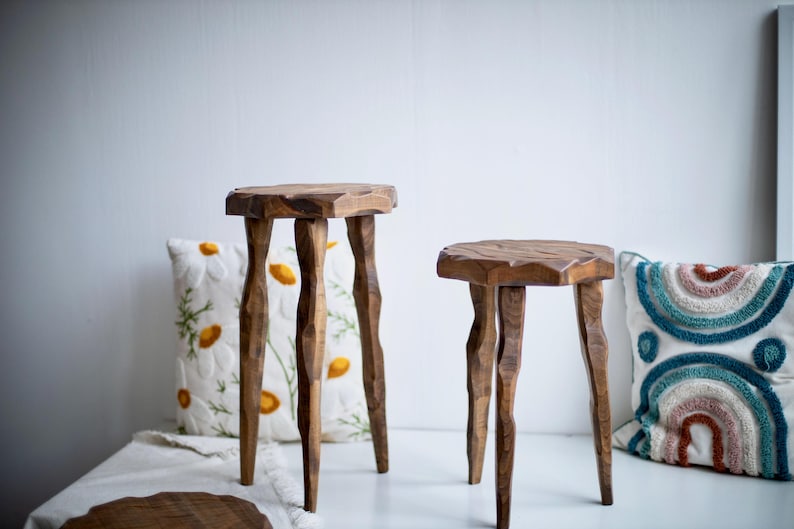 Wood Plant Stand Tripod Stool, Bathtub Side Table, Small End Table