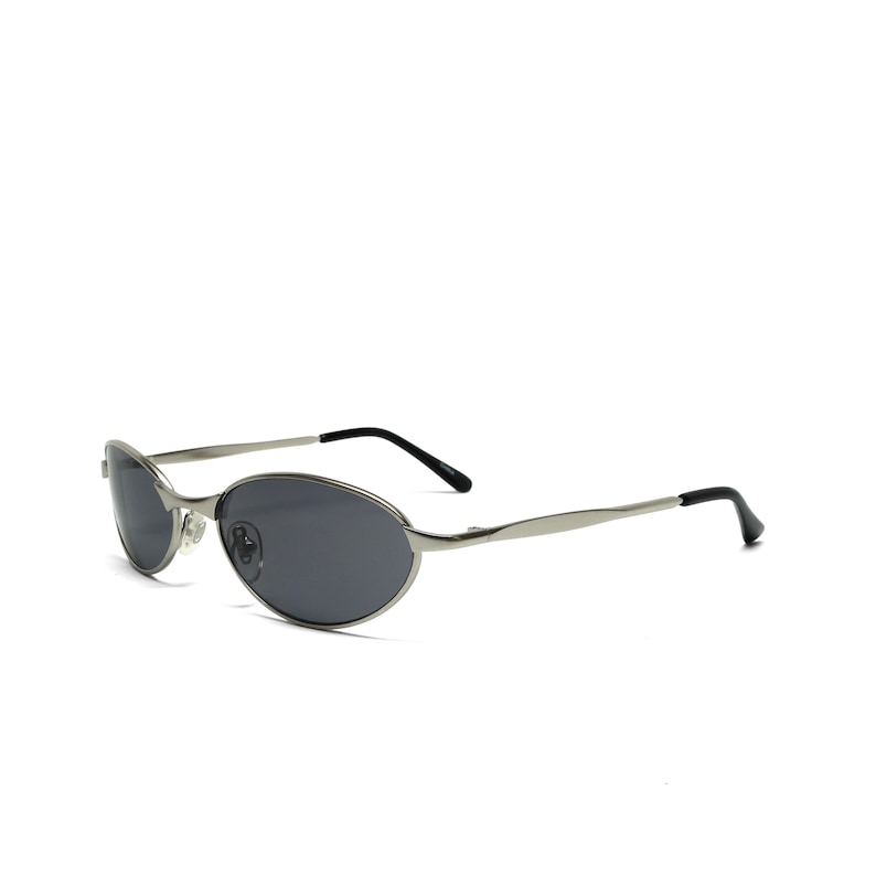 True Vintage 90s Oval Wire Metal Grey/Black Deadstock Sunglasses