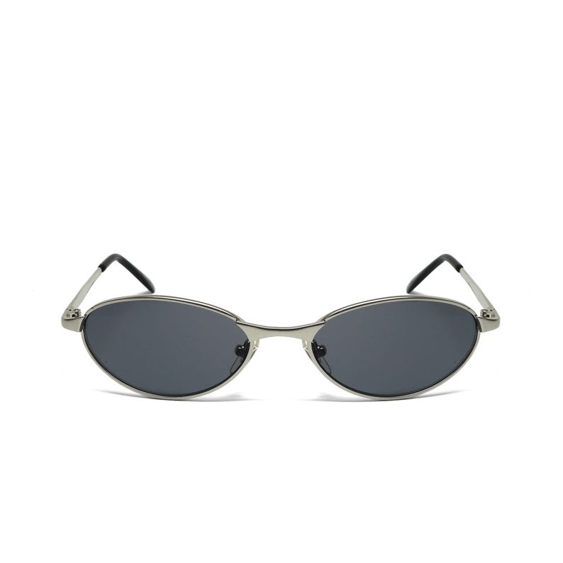 True Vintage 90s Oval Wire Metal Grey/Black Deadstock Sunglasses