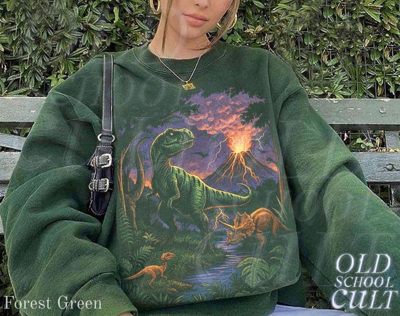 Vintage Jurassic Dinosaur 90s Graphic T-Shirt, Retro T-Rex & Triceratops Shirt, 90s Prehistoric Graphic Tee, Dino Top, Nostalgia Nature Gift