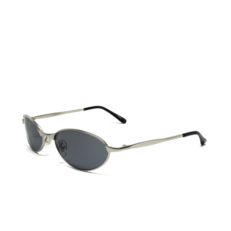 True Vintage 90s Oval Wire Metal Grey/Black Deadstock Sunglasses