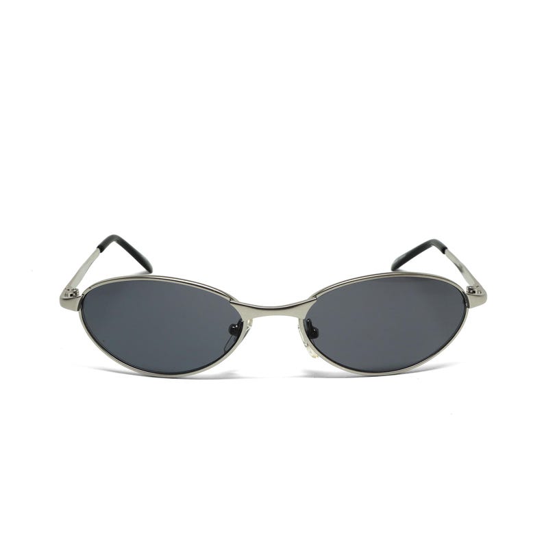 True Vintage 90s Oval Wire Metal Grey/Black Deadstock Sunglasses