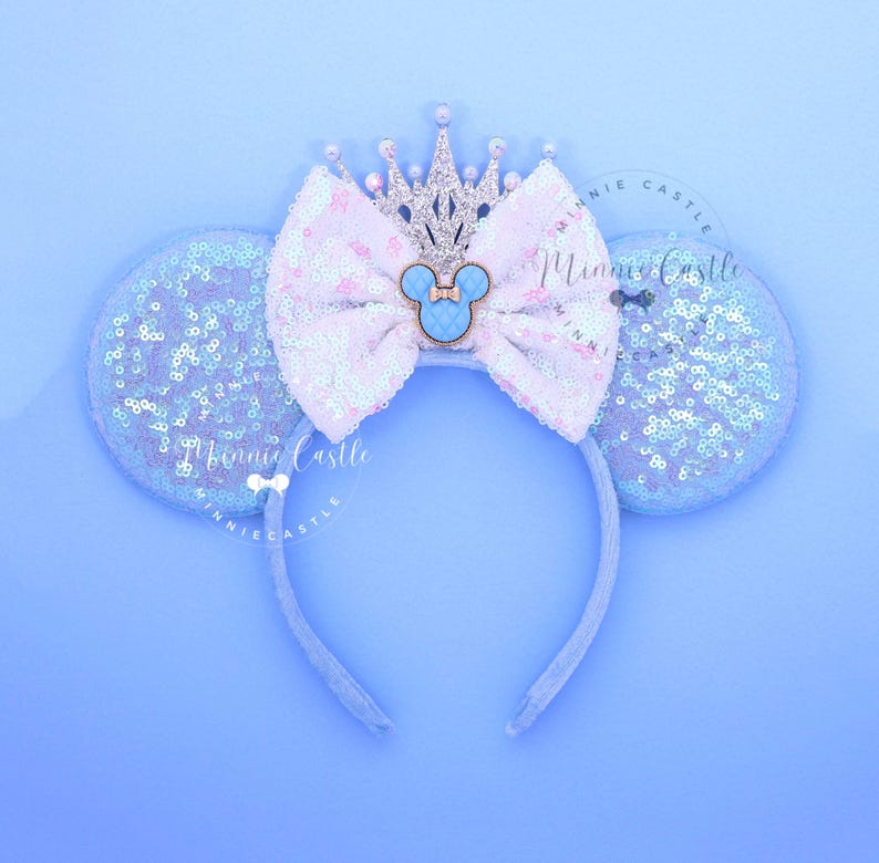 Pink Mickey Ears with Gold Crown, Mickey Ears, Minnie Ears, Princess Ears, Pink and Gold Mouse Ears Headband, Birthday Ears, Mickey Ears