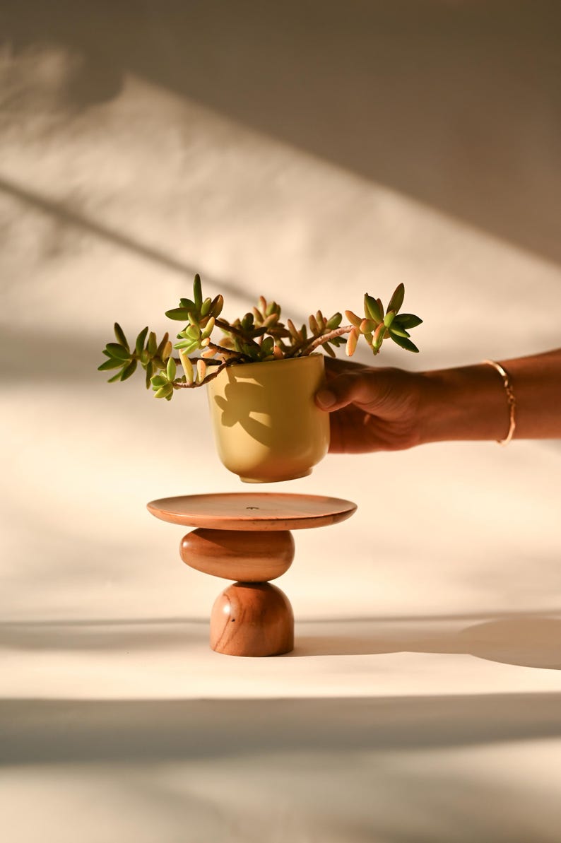 Classic Mini Plant Stand, Mid-century Modern, Indoor Solid Teak Wood Handmade Home Decor, Jewelry Dish, Catch All
