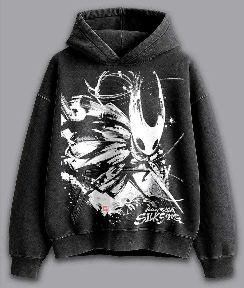 Bleached Art Hollow Knight Silksong Hoodie, Retro Acid Wash Gamer Sweatshirt, Silksong T Shirt, Hollow Knight Sweatshirt, Unisex Game Shirt.