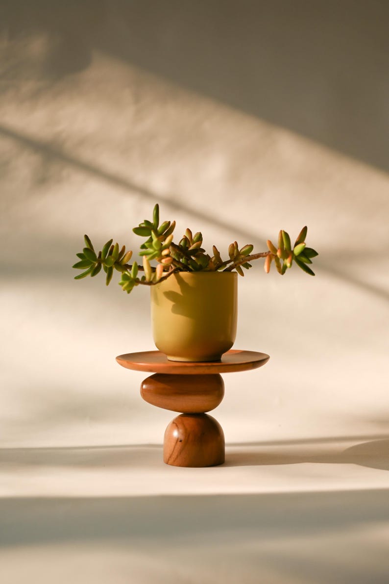Classic Mini Plant Stand, Mid-century Modern, Indoor Solid Teak Wood Handmade Home Decor, Jewelry Dish, Catch All