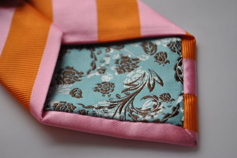 orange and pink barber striped tie by Frederick Thomas FT1841