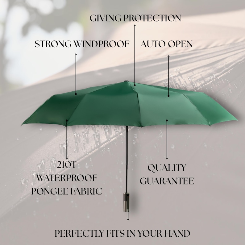 Folding Umbrella with Ring, Auto Open and Close, Useful Gift for Men