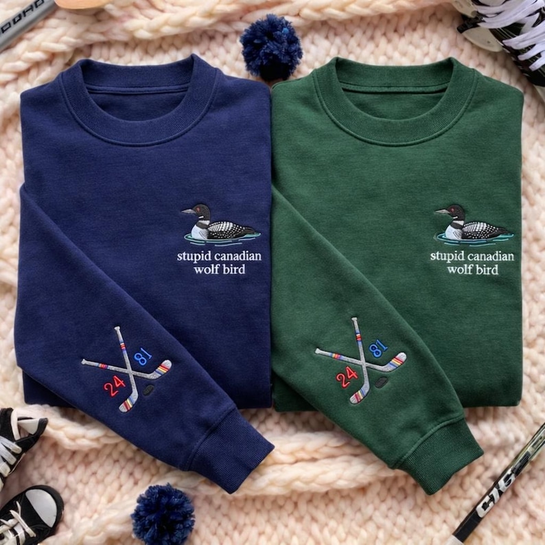 Embroidered Rivalry Hockey Sweatshirt, Stupid Canadian Wolf Bird Sweatshirt, Team Hollanov Sweatshirt, LGBT Pride Fan Gift