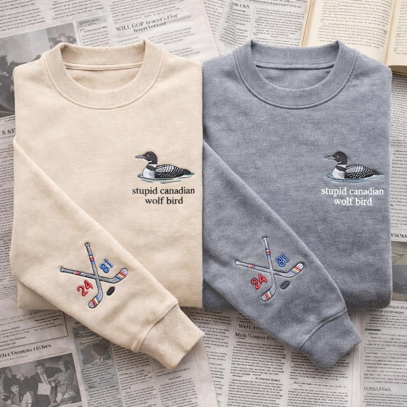 Embroidered Rivalry Hockey Sweatshirt, Stupid Canadian Wolf Bird Sweatshirt, Team Hollanov Sweatshirt, LGBT Pride Fan Gift