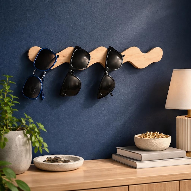 Sunglasses holder wall, Unique sunglasses rack, Wave glasses holder, Minimalist sunglasses display, Eyeglasses storages, Glasses organizer