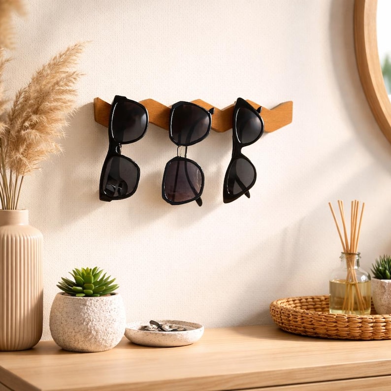 Sunglasses holder wall, Unique sunglasses rack, Wave glasses holder, Minimalist sunglasses display, Eyeglasses storages, Glasses organizer