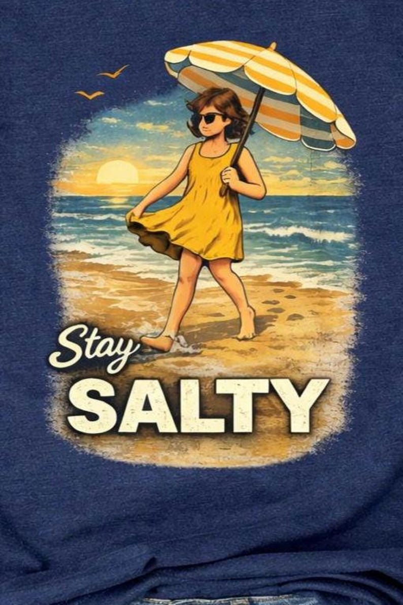 Stay Salty Shirt, Vintage Beach Vacation Tee, Retro Summer Ocean Outfit, Funny Beach Trip Tshirt, Coastal Graphic Top, Beach Lover Gift