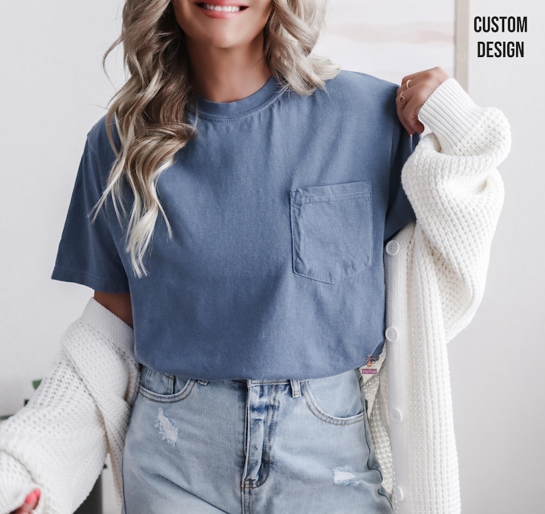 Comfort Colors&reg; Pocket Shirt, Blank Shirts, Personalizable T-Shirts, Trendy Unisex Custom T-shirts, Women Shirts, Men Tee