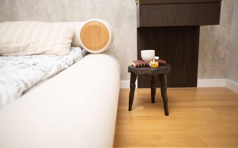 Wood Plant Stand Tripod Stool, Bathtub Side Table, Small End Table