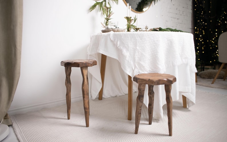 Wood Plant Stand Tripod Stool, Bathtub Side Table, Small End Table