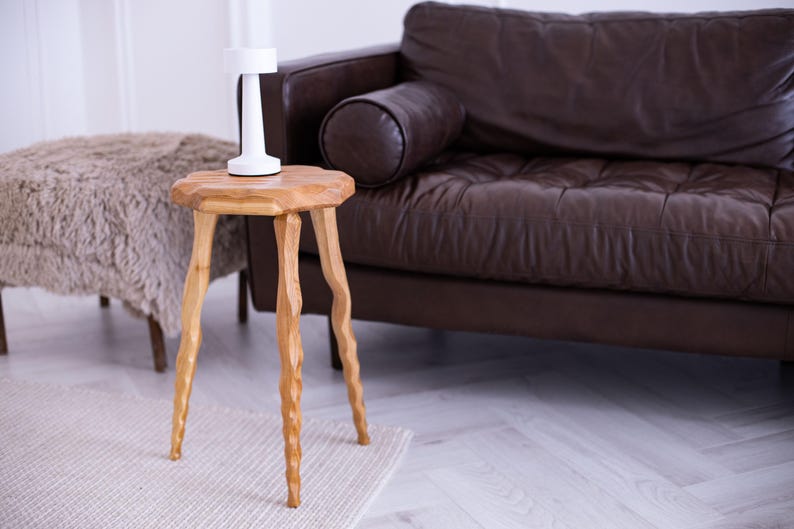 Wood Plant Stand Tripod Stool, Bathtub Side Table, Small End Table