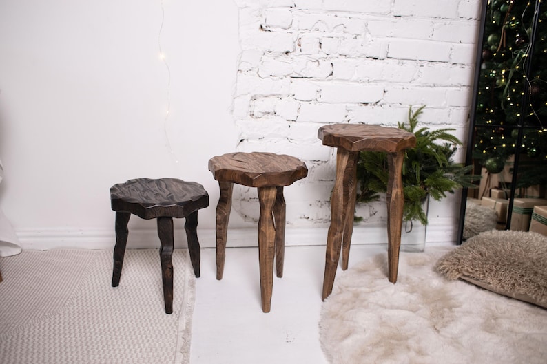 Wood Plant Stand Tripod Stool, Bathtub Side Table, Small End Table